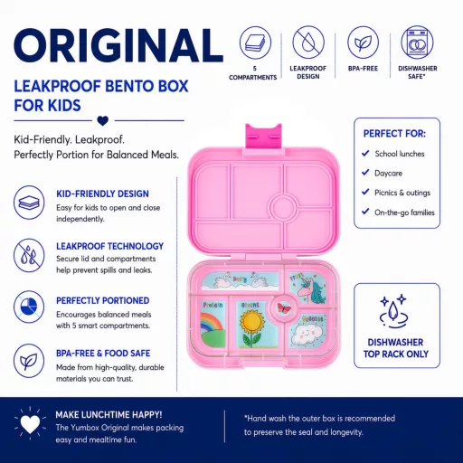 Yumbox Original uzsonnás doboz 6 rekesszel - Power Pink Unicorn