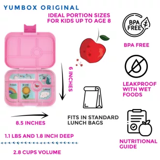 Yumbox Original uzsonnás doboz 6 rekesszel - Power Pink Unicorn