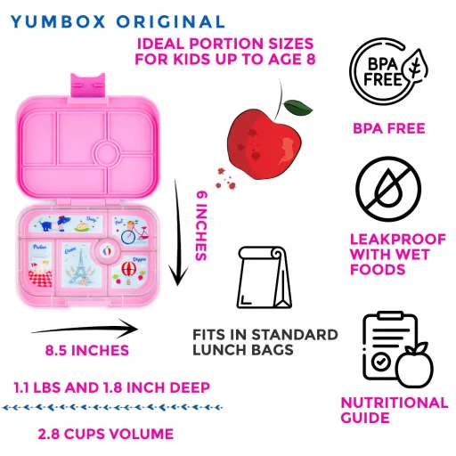 Yumbox Original uzsonnás doboz 6 rekesszel - Power Pink Paris