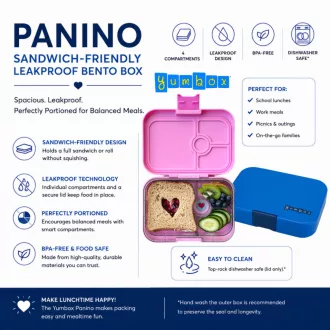 Yumbox Panino uzsonnás doboz 4 rekesszel - Power Pink Rainbow