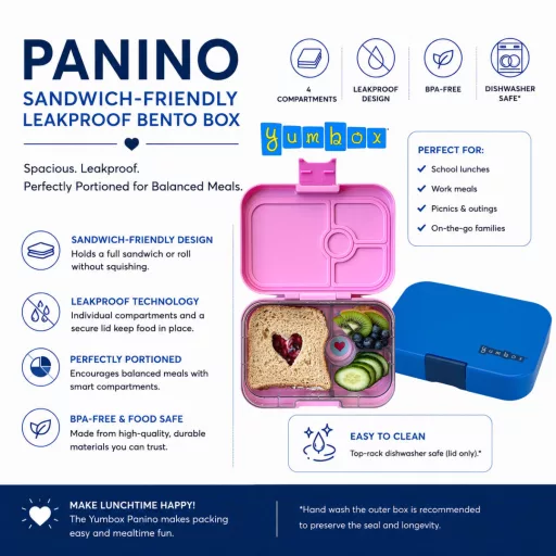 Yumbox Panino uzsonnás doboz 4 rekesszel - Power Pink Rainbow
