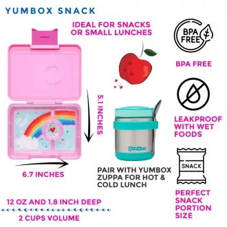 Yumbox Snack uzsonnás doboz 3 rekesszel - Power Pink Rainbow