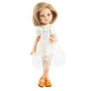 Paola Reina babaruha 32cm-es babákhoz - Fodros fehér ruha
