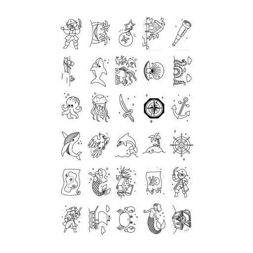 Kidywolf rajzkártya Kidydraw Mini rajztáblához - Állatok és kalózok - Animals & Oceans