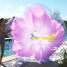 Sunnylife felfújható matrac Luxe - Hibiscus Pastel Lilac