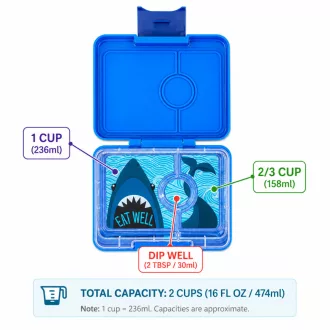 Yumbox Snack uzsonnás doboz 3 rekesszel - Surf Blue Dinosaour