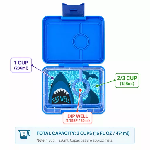 Yumbox Snack uzsonnás doboz 3 rekesszel - Surf Blue Dinosaour