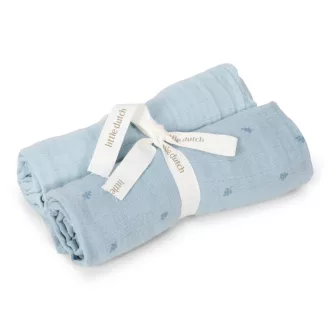 Little Dutch muszlin textilpelenka 70x70 - Pure Denim Blue