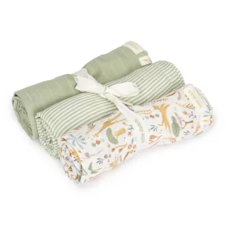 Little Dutch muszlin textilpelenka 70x70 cm 3 db - Safari Wonders