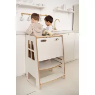   Konyhai fellépő testvéreknek - Montessori tanulótorony extra biztonságos változat - Fehér