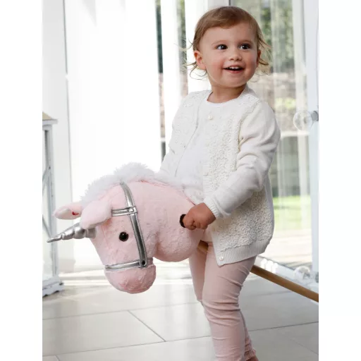 Teddykompaniet hobby horse - Vesszőparipa Egyszarvú - rózsaszín (100 cm)