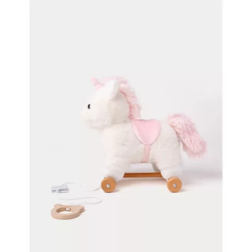 Teddykompaniet plüss - Húzható Egyszarvú fa talppal (30 cm)