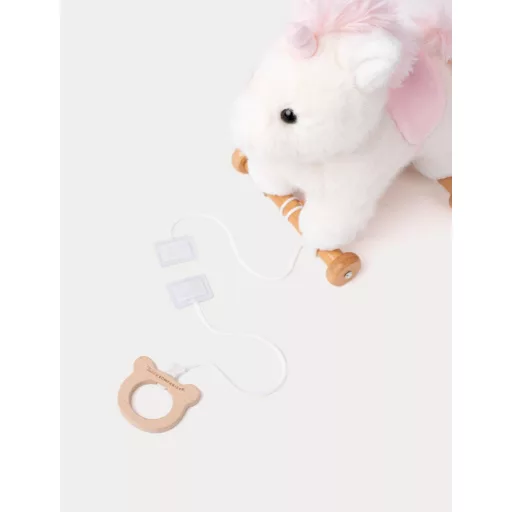 Teddykompaniet plüss - Húzható Egyszarvú fa talppal (30 cm)