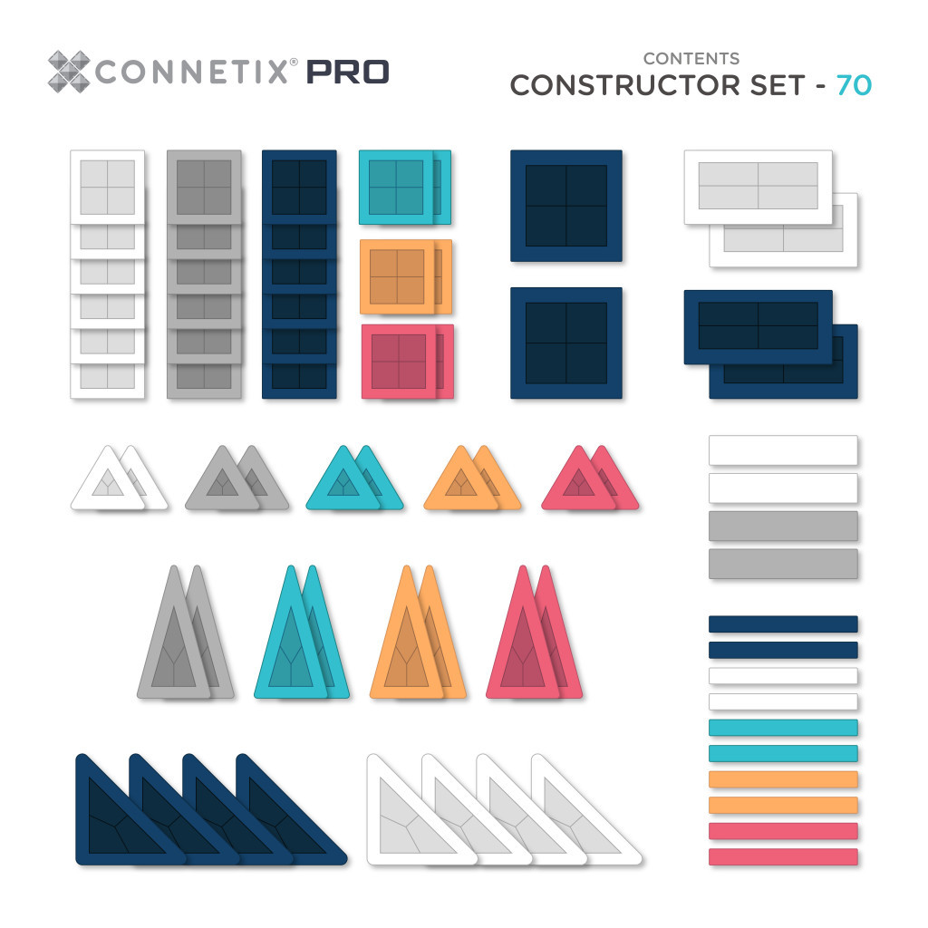Connetix PRO Constructor Set (70 db) csomag tartalma