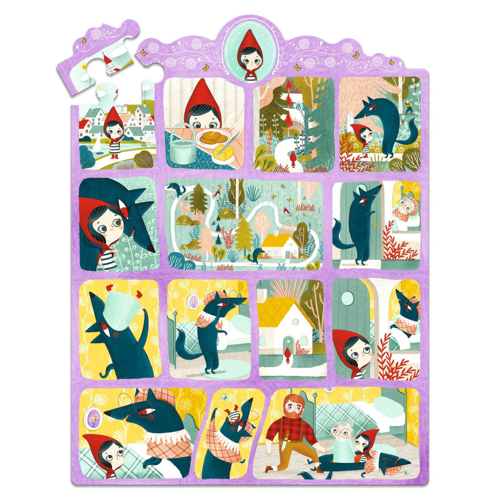 Djeco Mese puzzle - Piroska és a farkas, 35 db-os - Little Red Riding Hood