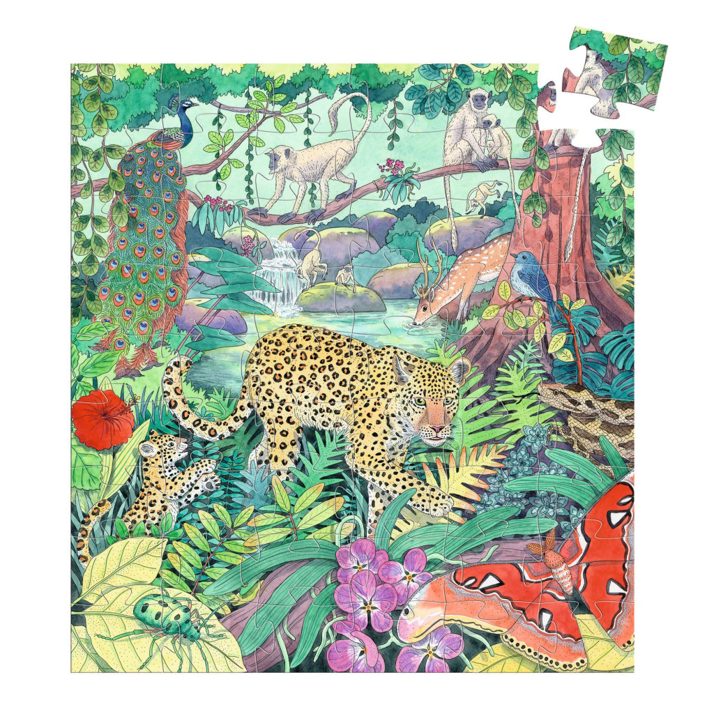 Djeco Formadobozos puzzle - Indiai dzsungel, 54 db-os - Indian jungle