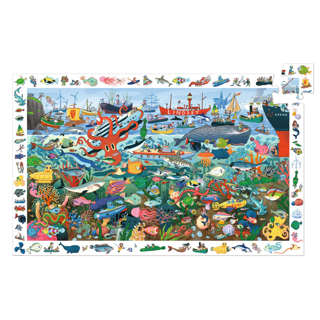 Djeco Megfigyeltető puzzle - Tenger titkai, 200 db-os - Secrets of the Sea
