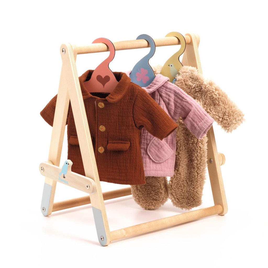 Djeco Ruhafogas 3 vállfával - Clothes Rack and 3 hangers