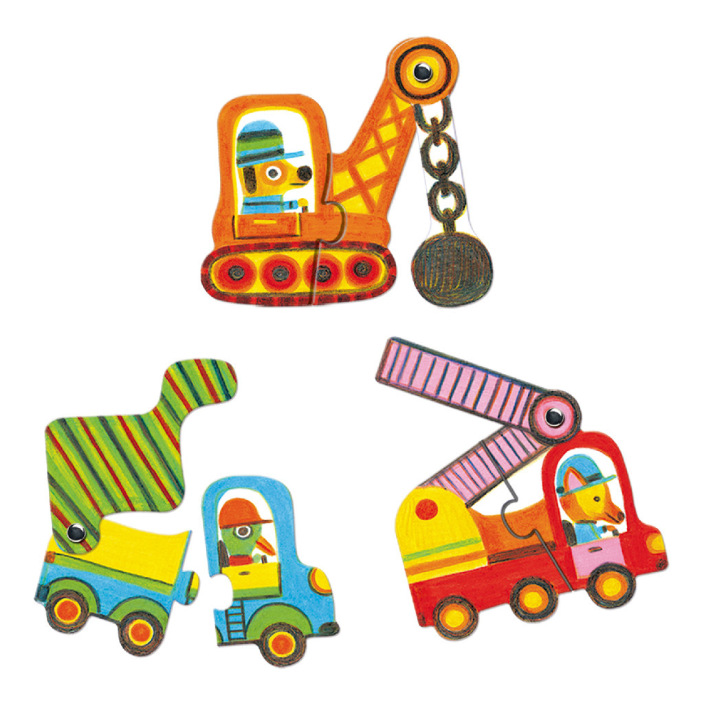 Djeco Párositó puzzle - Munkagépek, 12 db-os - Articulo vehicles