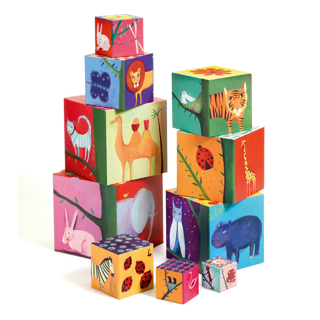 Djeco Toronyépítő kocka - Természet és állatok - 10 nature and animal blocks
