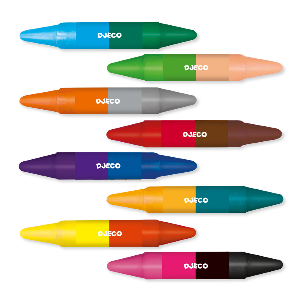 Djeco Zsírkréta készlet - 8 duplavégű zsírkréta - 8 twins crayons