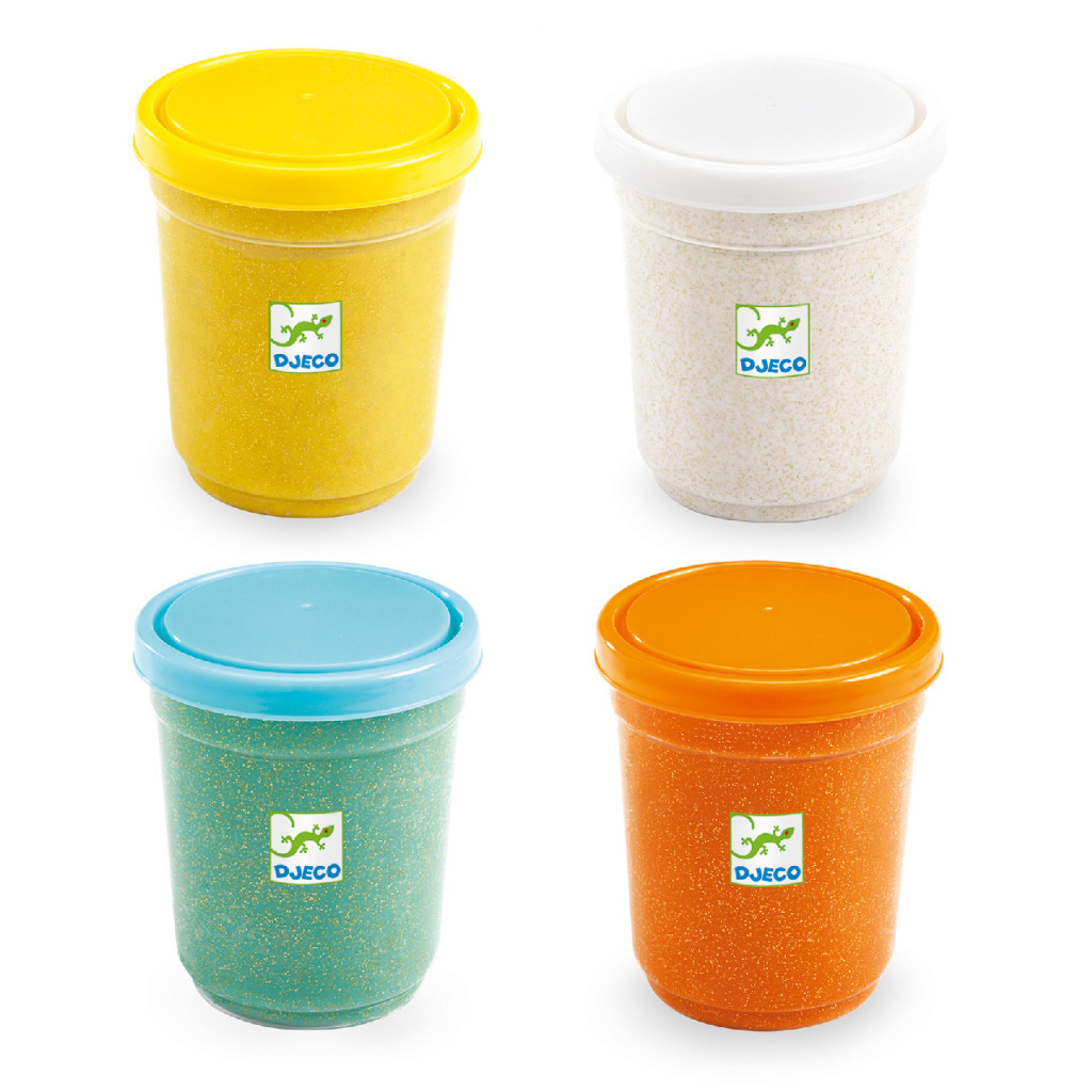 Djeco Gyurma - Pillegyurma, 4 csillámos szín - 4 pots of glittery play dough