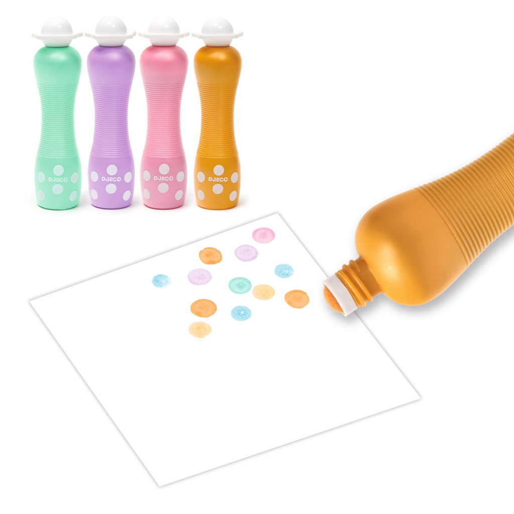 Djeco Marok filc készlet 4 gyöngyház színben - Pontozó színezés - Large dot markers