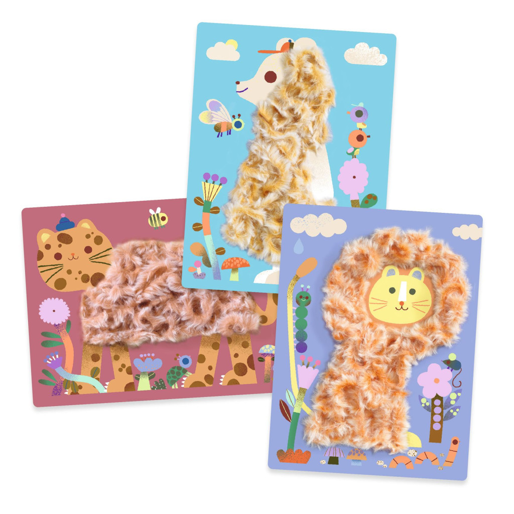 Djeco Kollázs műhely - Bolyhos barátok gyapjúval és tépőzárral - Wool and Velcro - Fluffy friends!