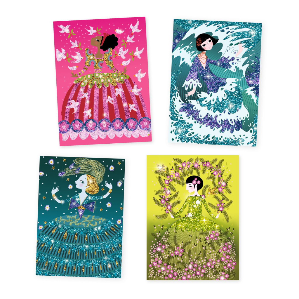 Djeco Csillámkép készítés - Csillogó ruhák - Glitter dresses