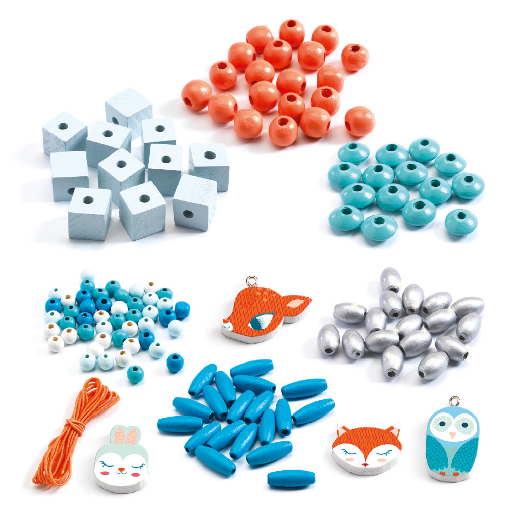 Djeco Fagyöngy készlet - Erdei állatkák - Wooden beads, small animals