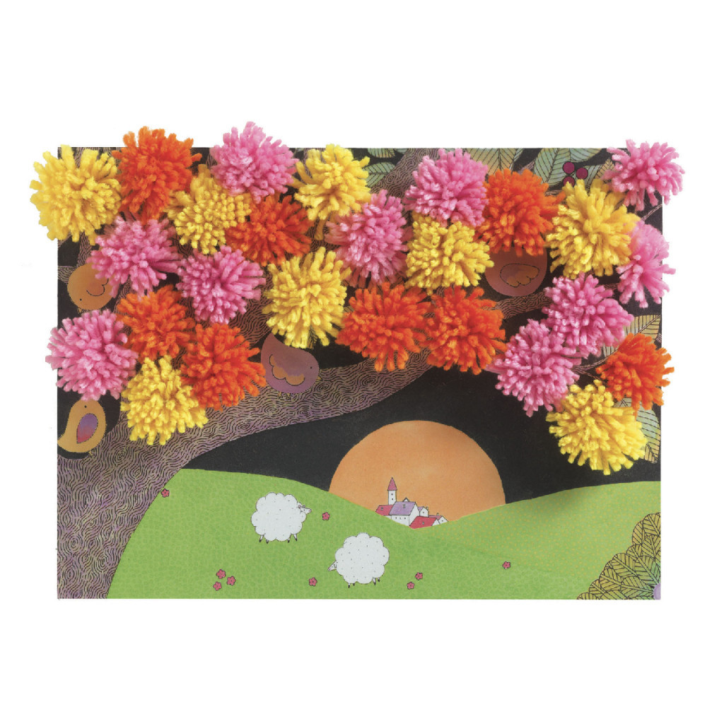 Djeco Pompom-kép készítés - Kirobbanó pompom meglepetés - An explosion of pompons
