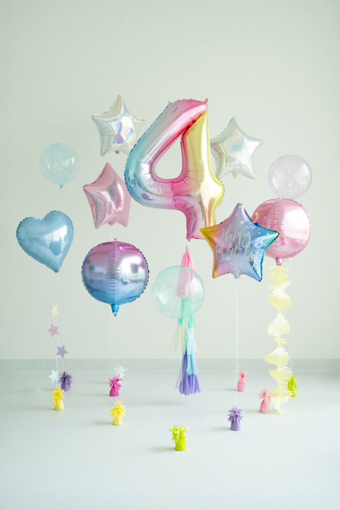 Számos fólia lufi - 4 - pasztell szivárvány - 86 cm