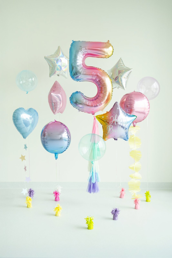 Számos fólia lufi - 5 - pasztell szivárvány - 86 cm