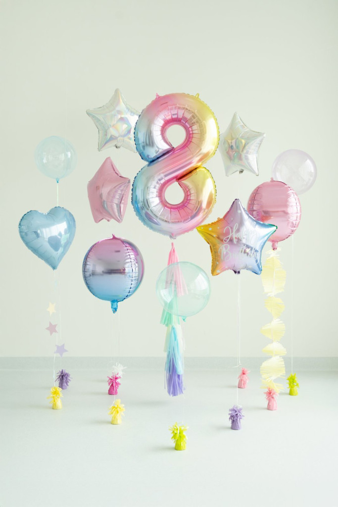 Számos fólia lufi - 8 - pasztell szivárvány - 86 cm