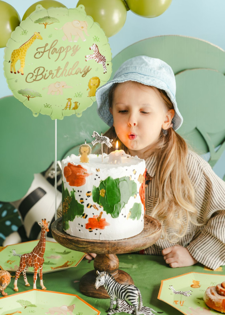 Kerek fólia lufi - Happy Birthday szafari - 35 × 35 cm