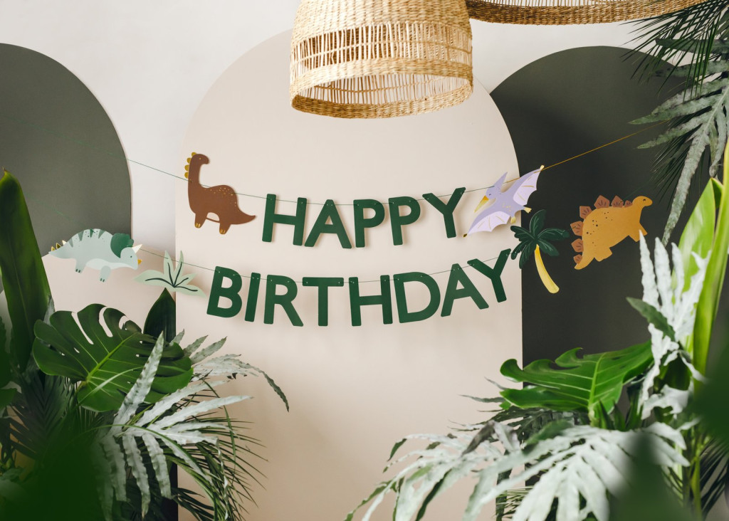 Happy Birthday felirat - Dínó - 3 m