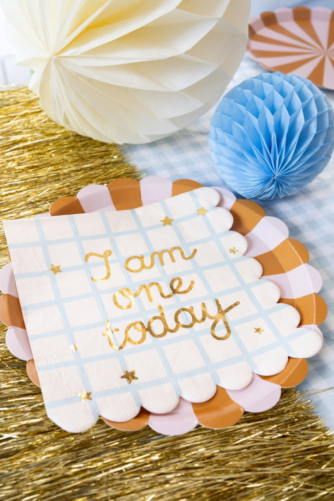 Szalvéta - I am one today maci - bézs - 33 × 33 cm - 12 db