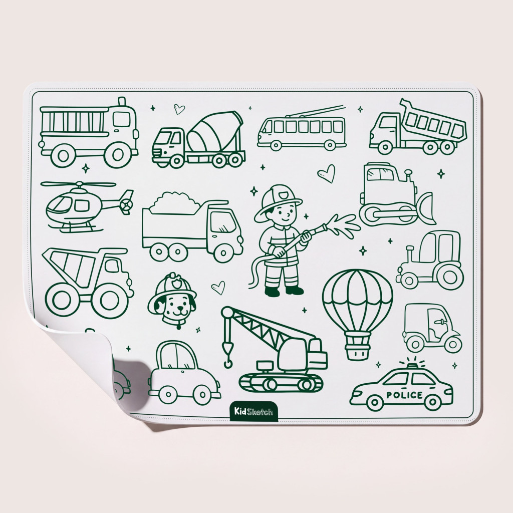KIDINEX Kid Sketch szilikon rajzalátét - Little Vehicles