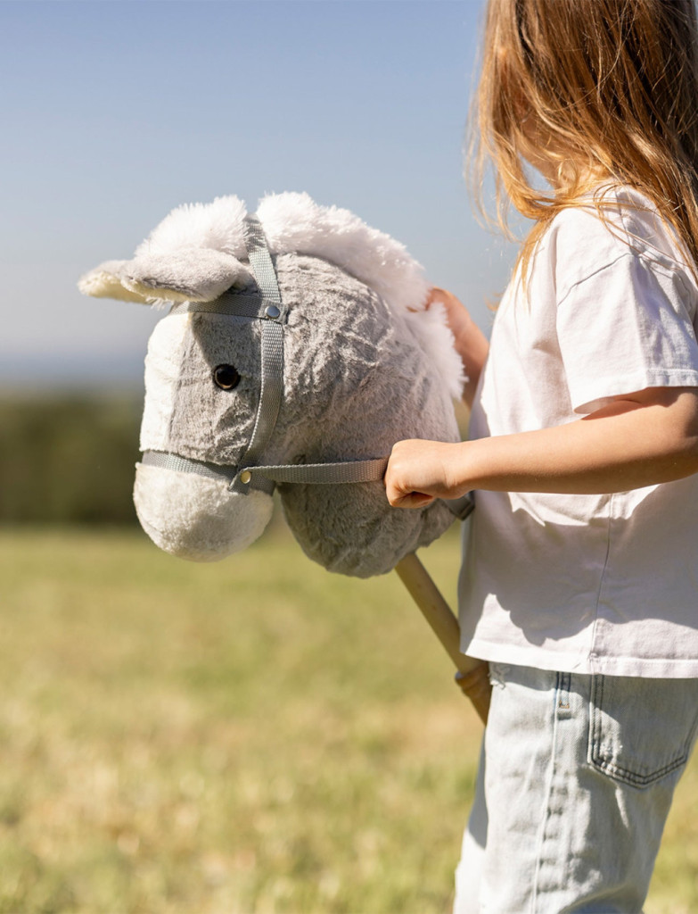 Teddykompaniet hobby horse - Vesszőparipa - levehető fejjel - szürke (100 cm)